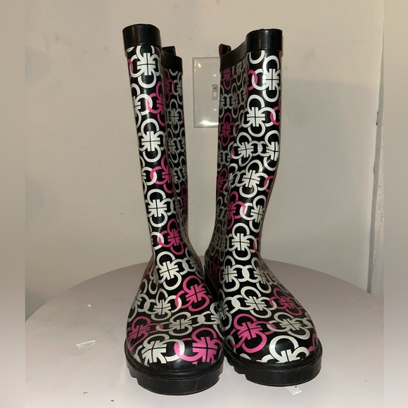 Capelli of New York Black and Pink Graphic Rain Boots - Picture 3 of 5